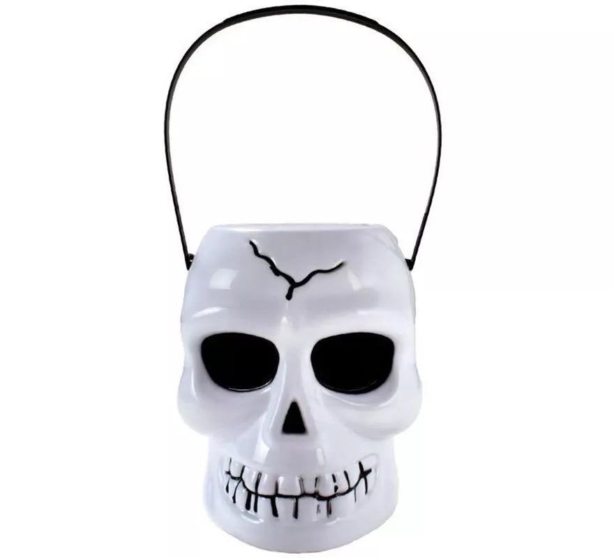 Translation missing: pt-PT.Cubo Calavera blanco con asa de 12x14x16 cm