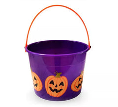 Balde estampado de Halloween com abóboras em várias cores
