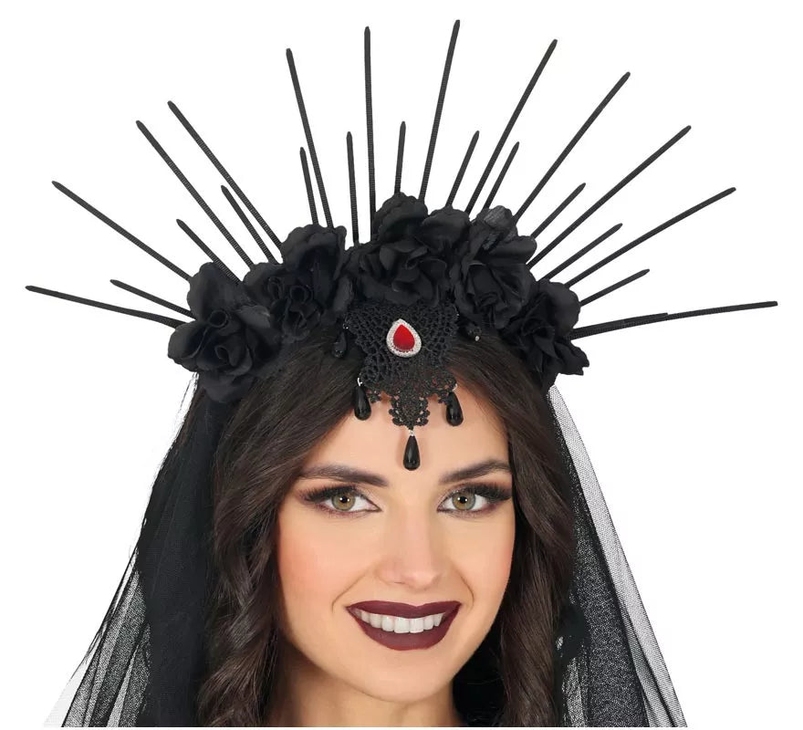 Translation missing: pt-PT.Diadema con Velo y Flores negras