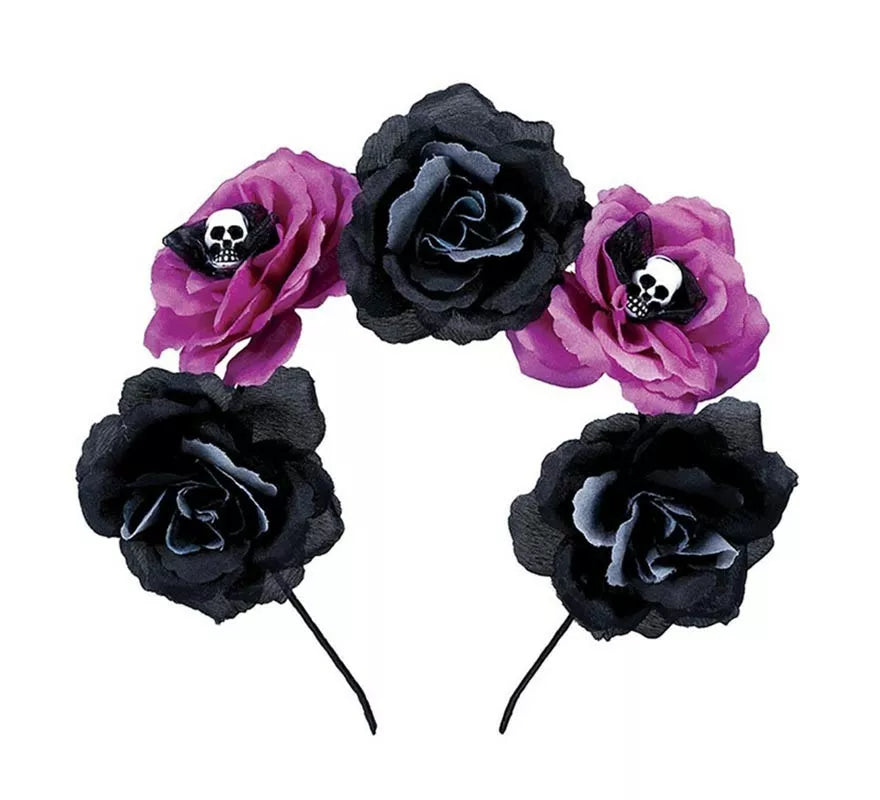 Translation missing: pt-PT.Diadema de Catrina Flores negras y púrpura