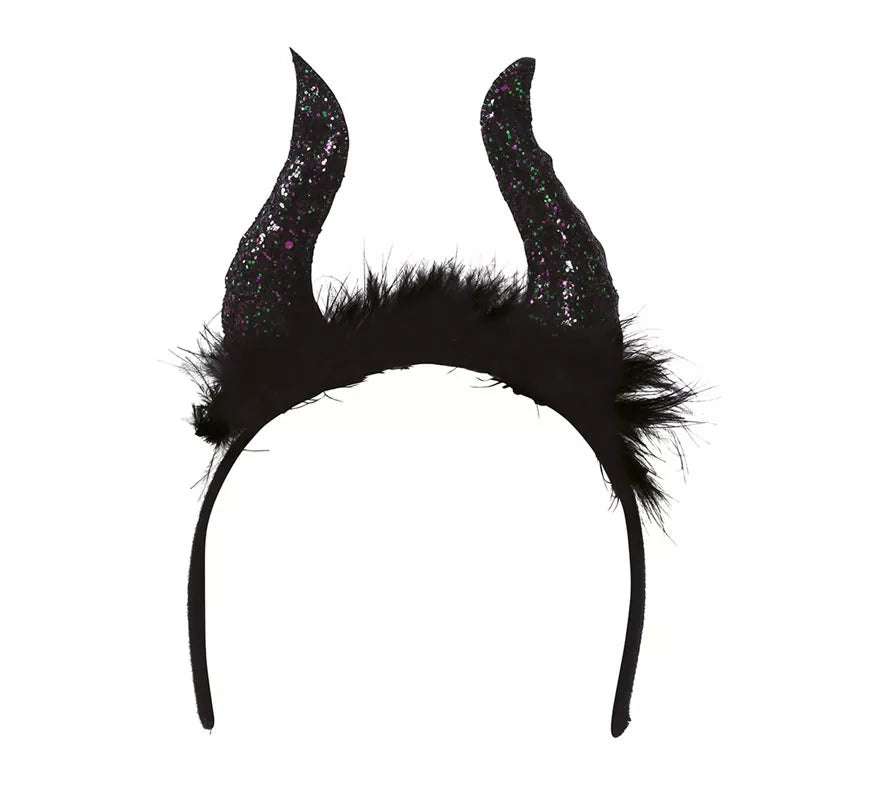 Translation missing: pt-PT.Diadema de Cuernos Negros Glitter