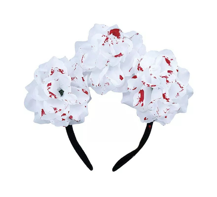 Translation missing: pt-PT.Diadema de Flores blancas ensangrentadas
