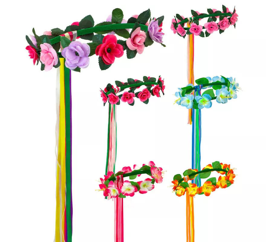 Translation missing: pt-PT.Diadema de Flores con Cintas Multicolor en 6 modelos surtidos