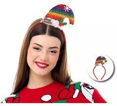 Tiara de chapéu de Natal arco-íris