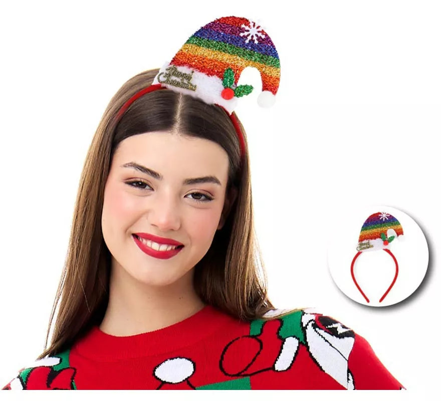 Translation missing: pt-PT.Diadema de Gorro Navideño Arcoíris