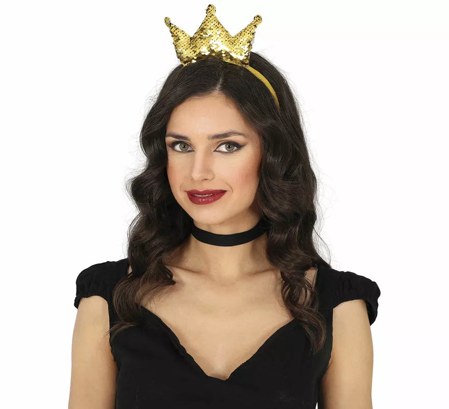 Translation missing: pt-PT.Diadema de Princesa con lentejuelas doradas adulto