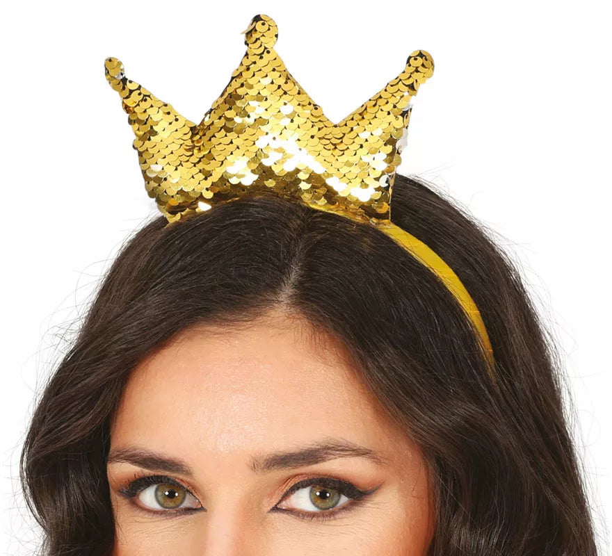Translation missing: pt-PT.Diadema de Princesa con lentejuelas doradas adulto