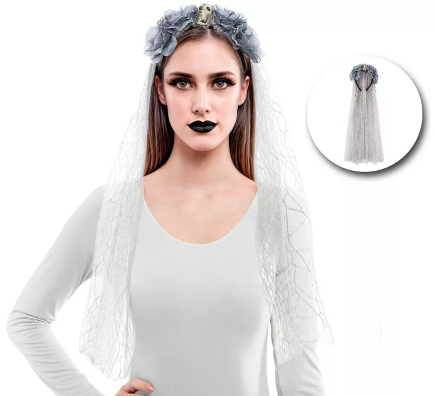 Translation missing: pt-PT.Diadema Flores con Velo gris