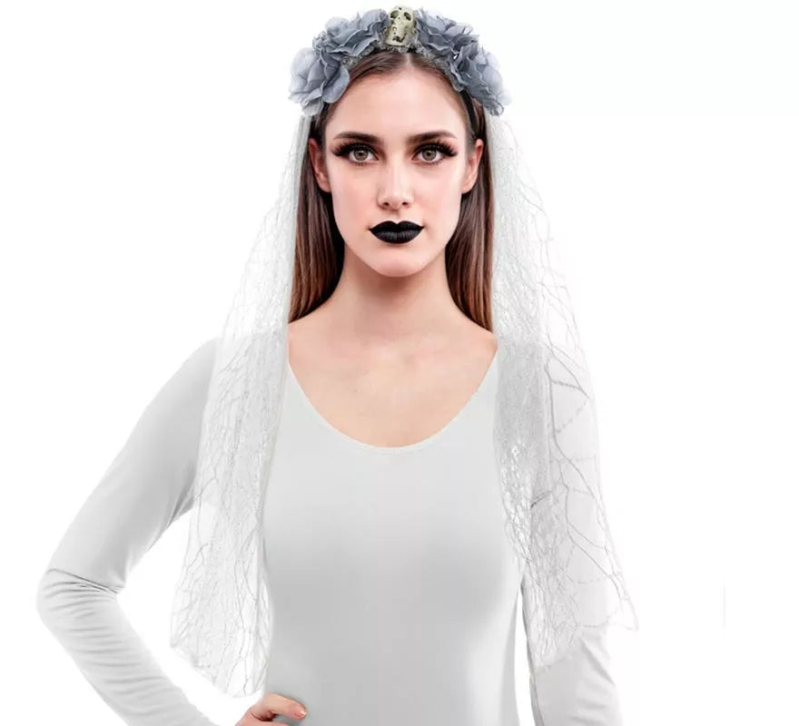Translation missing: pt-PT.Diadema Flores con Velo gris