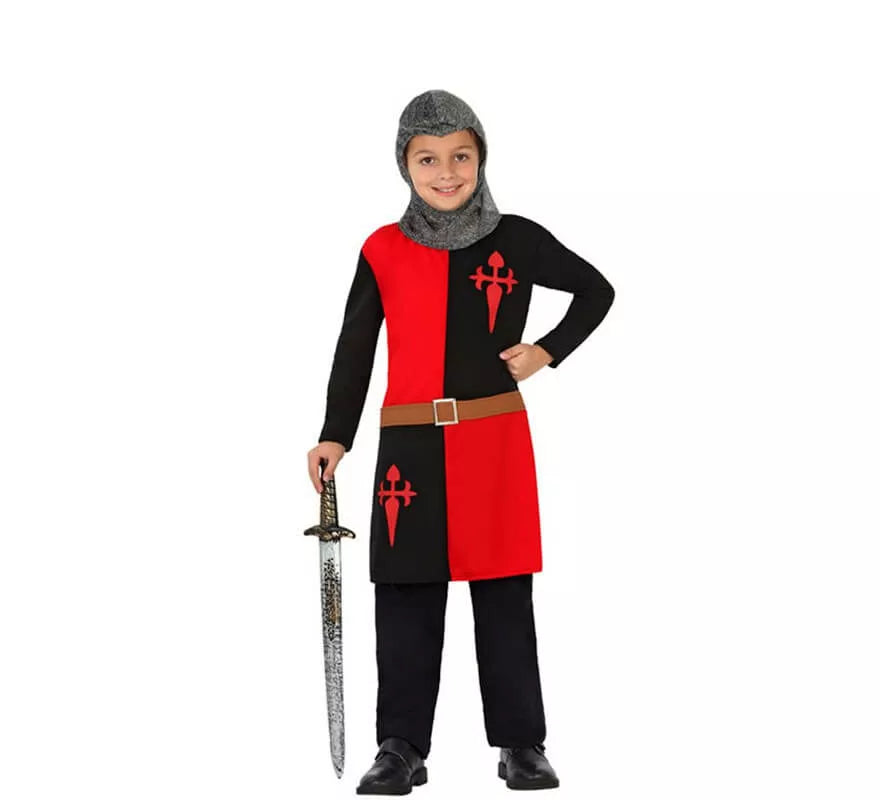 Translation missing: pt-PT.Disfraz Caballero Medieval rojo y negro de niños