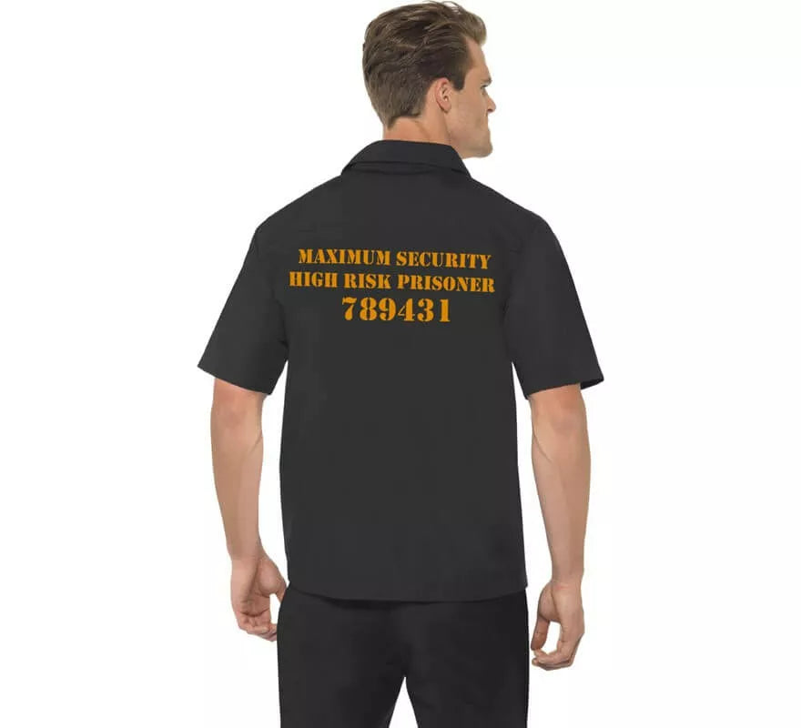 Translation missing: pt-PT.Disfraz Camisa Negra de Presidiario para Hombre