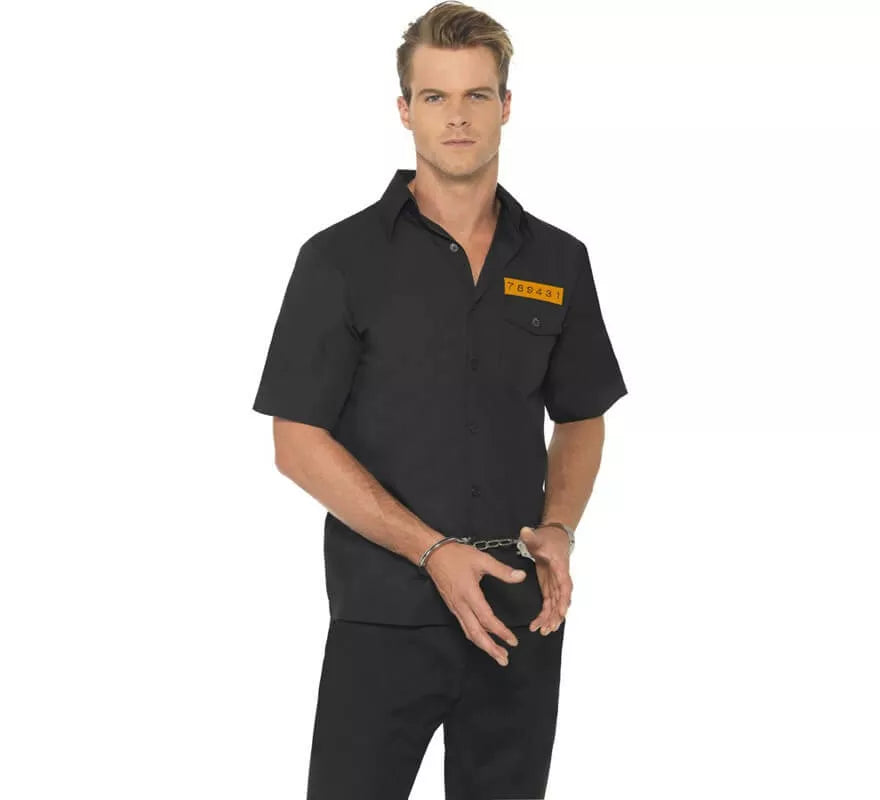 Translation missing: pt-PT.Disfraz Camisa Negra de Presidiario para Hombre