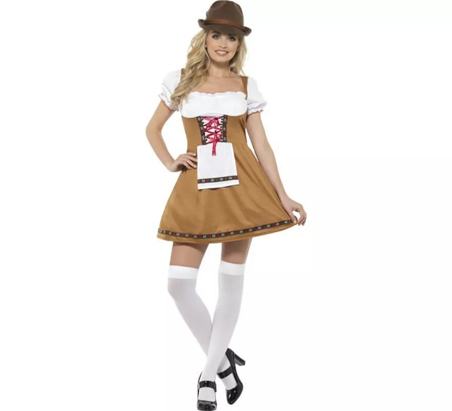 Translation missing: pt-PT.Disfraz de Alemana Tradicional Marrón y Blanco para mujer