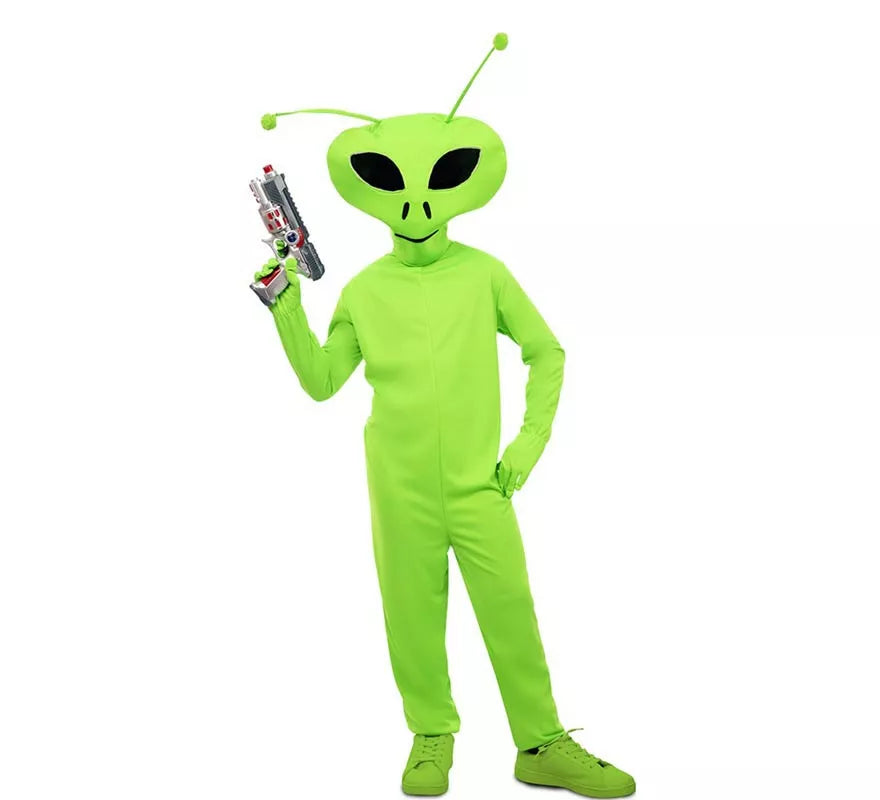 Translation missing: pt-PT.Disfraz de Alien clásico verde con máscara para niño