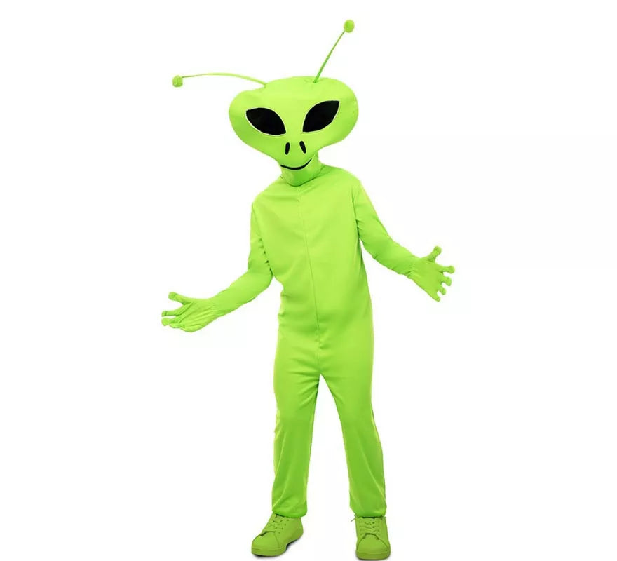 Translation missing: pt-PT.Disfraz de Alien clásico verde con máscara para niño