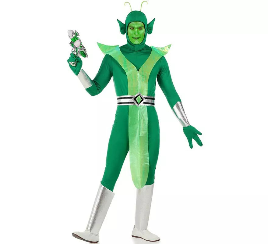 Translation missing: pt-PT.Disfraz de Alien verde y plateado para hombre