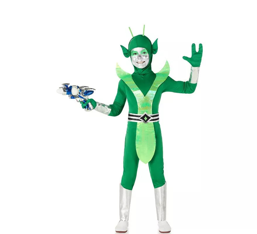 Translation missing: pt-PT.Disfraz de Alien verde y plateado para niños