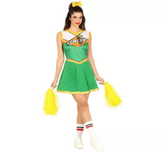 Fato de líder de claque verde para mulher