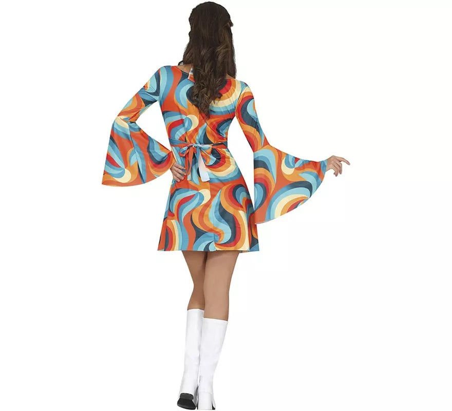 Translation missing: pt-PT.Disfraz de Años 70 curvas multicolor para mujer