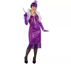 Fato de Charleston Dancer roxo para mulher