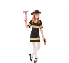 Fato de bombeiro azul e amarelo para menina