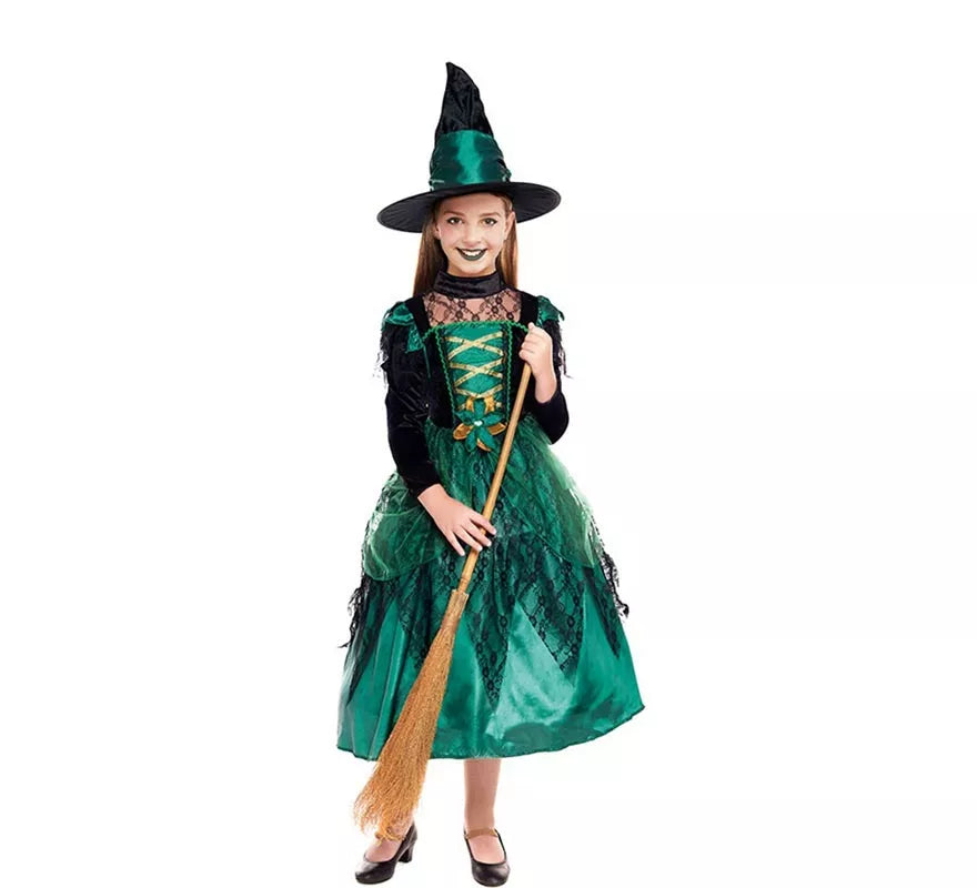 Translation missing: pt-PT.Disfraz de Bruja Magic Verde para niña