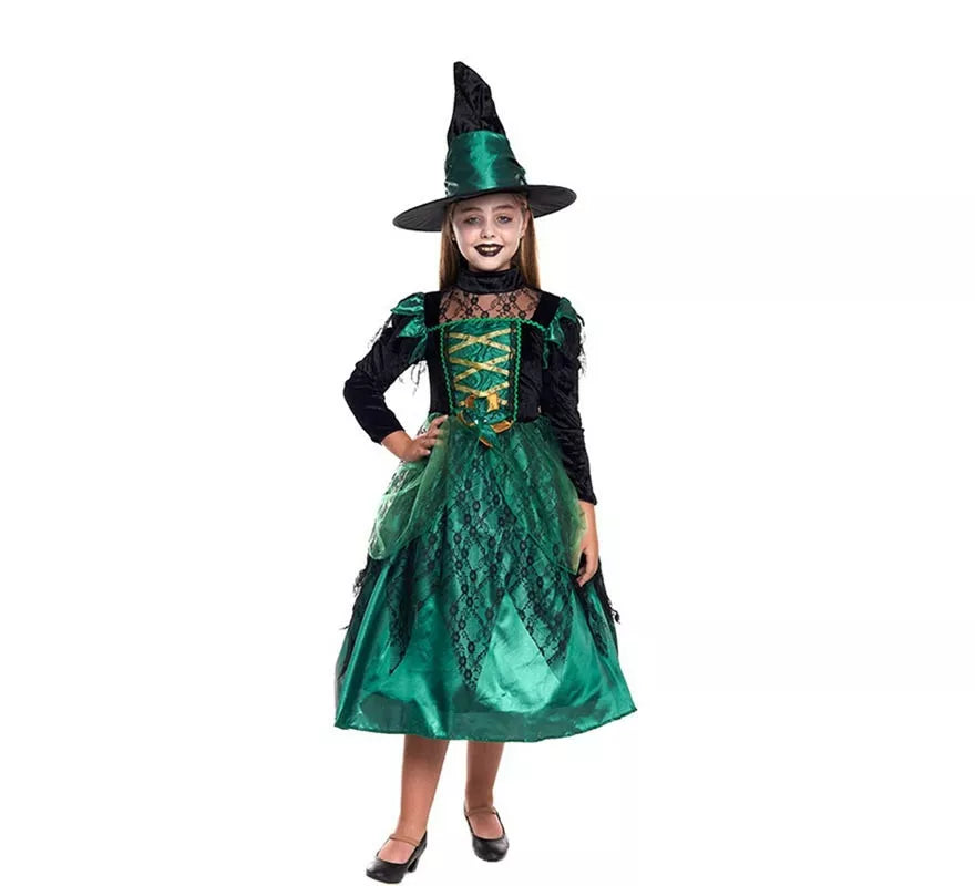 Translation missing: pt-PT.Disfraz de Bruja Magic Verde para niña