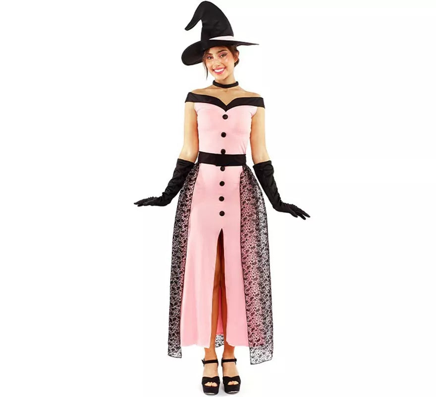 Disfraz de Bruja Rosa Vintage para mujer