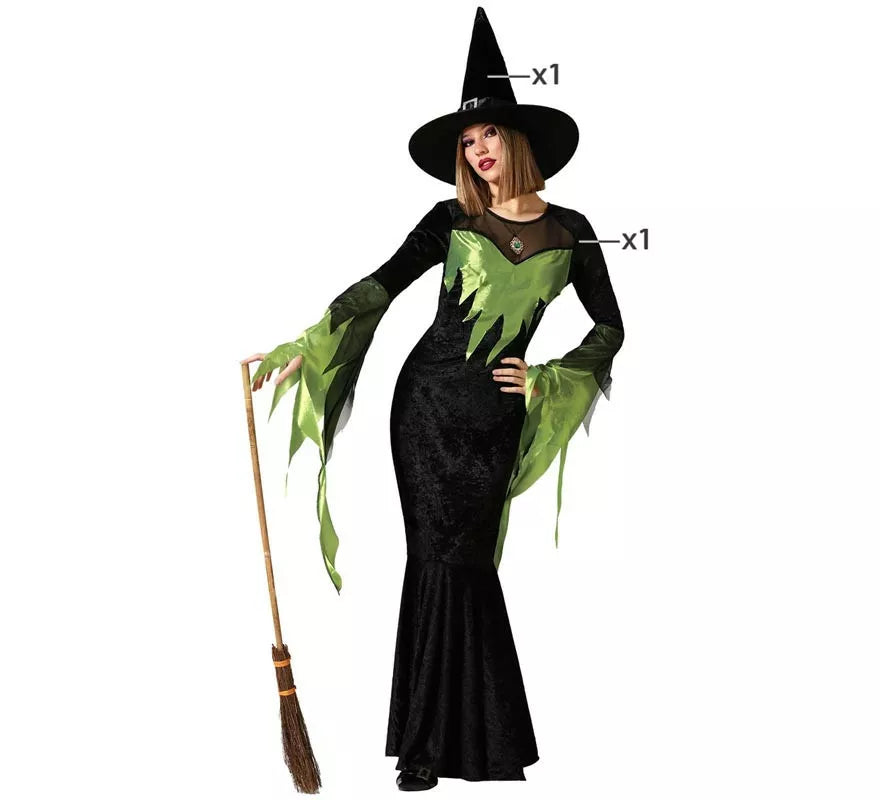 Translation missing: pt-PT.Disfraz de Bruja Verde Elegante para mujer