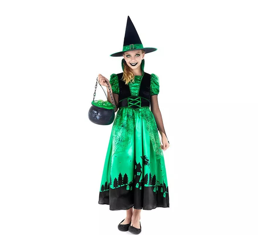 Translation missing: pt-PT.Disfraz de Bruja Verde para niña