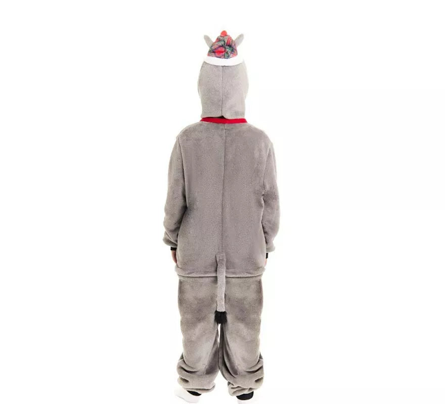 Translation missing: pt-PT.Disfraz de Burro Navideño Tartán con capucha para niños