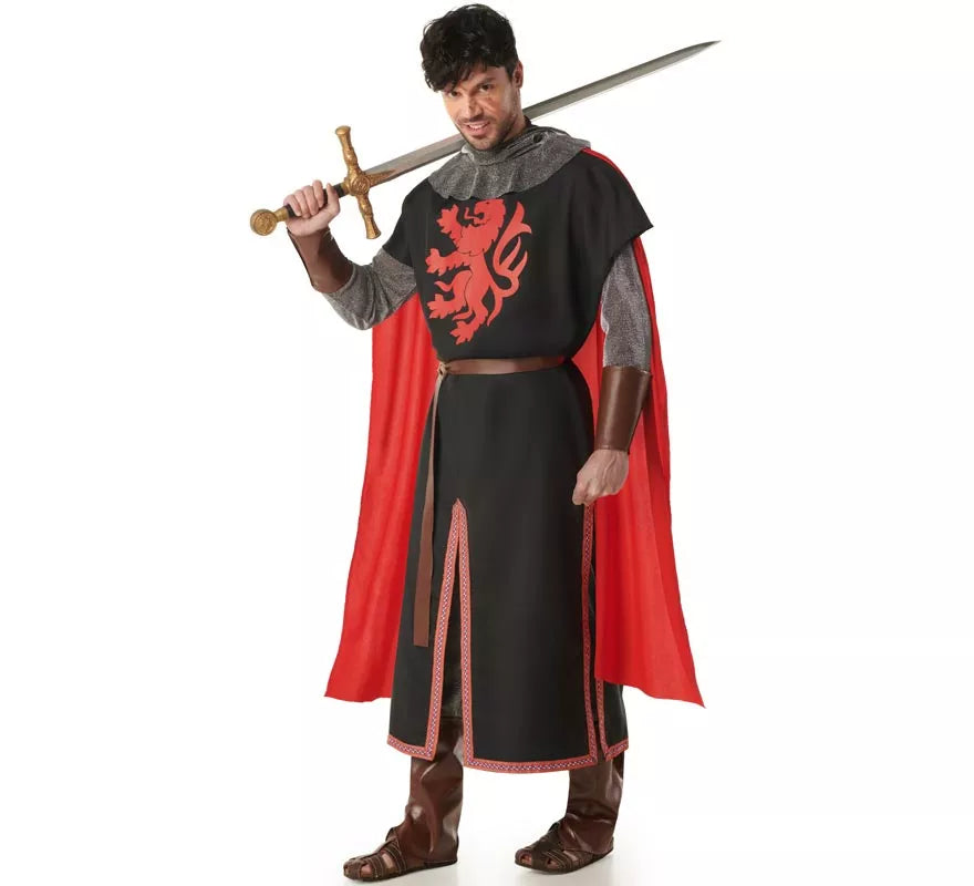 Translation missing: pt-PT.Disfraz de Caballero Medieval León negro para hombre