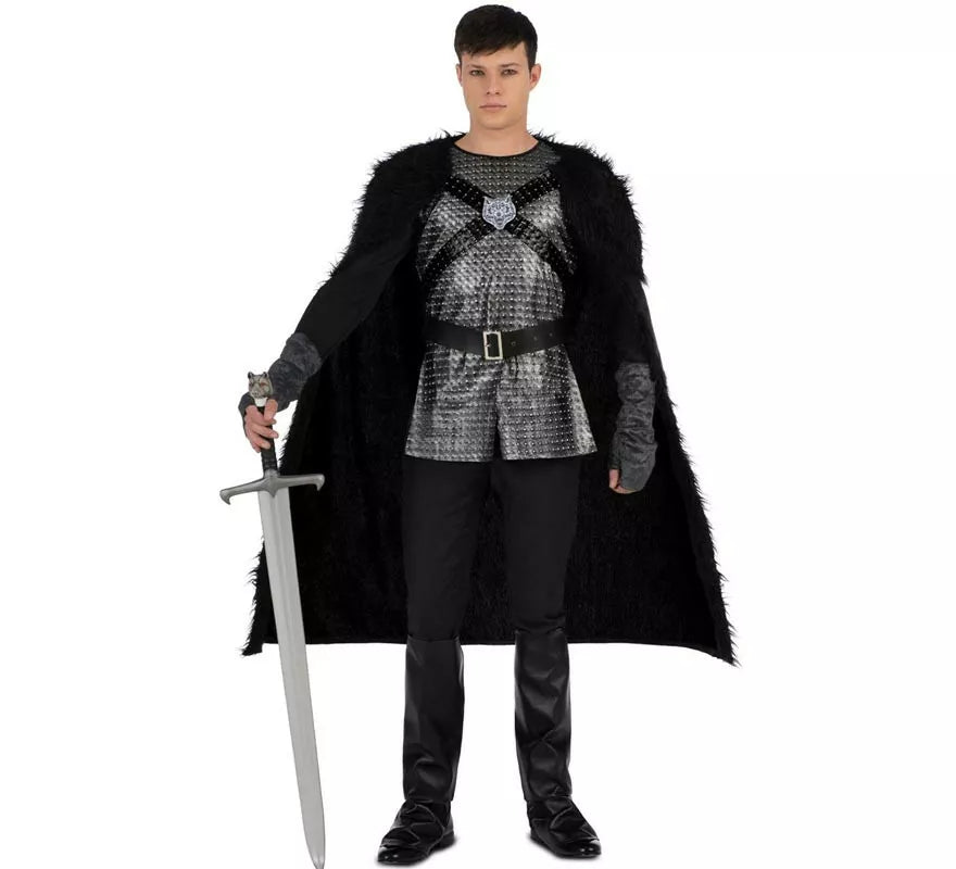 Translation missing: pt-PT.Disfraz de Caballero Medieval negro con capa para hombre