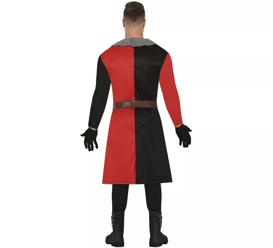 Translation missing: pt-PT.Disfraz de Caballero Medieval rojo y negro para hombre