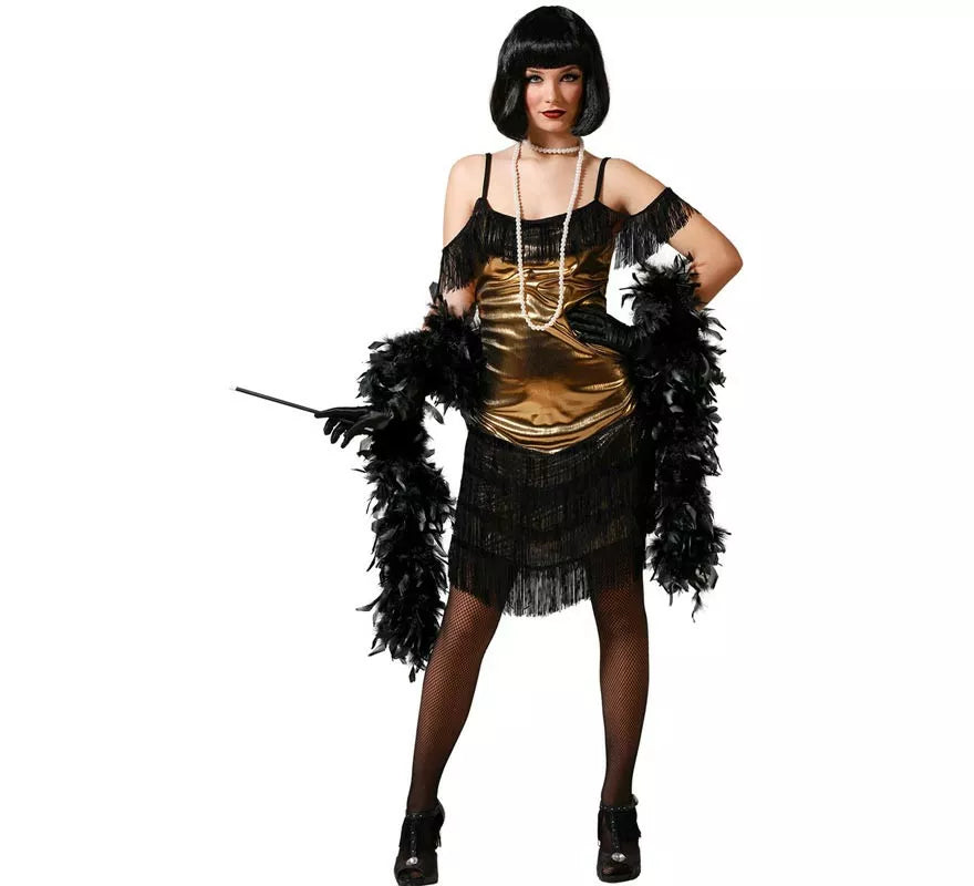 Translation missing: pt-PT.Disfraz de Cabaret negro y dorado para mujer