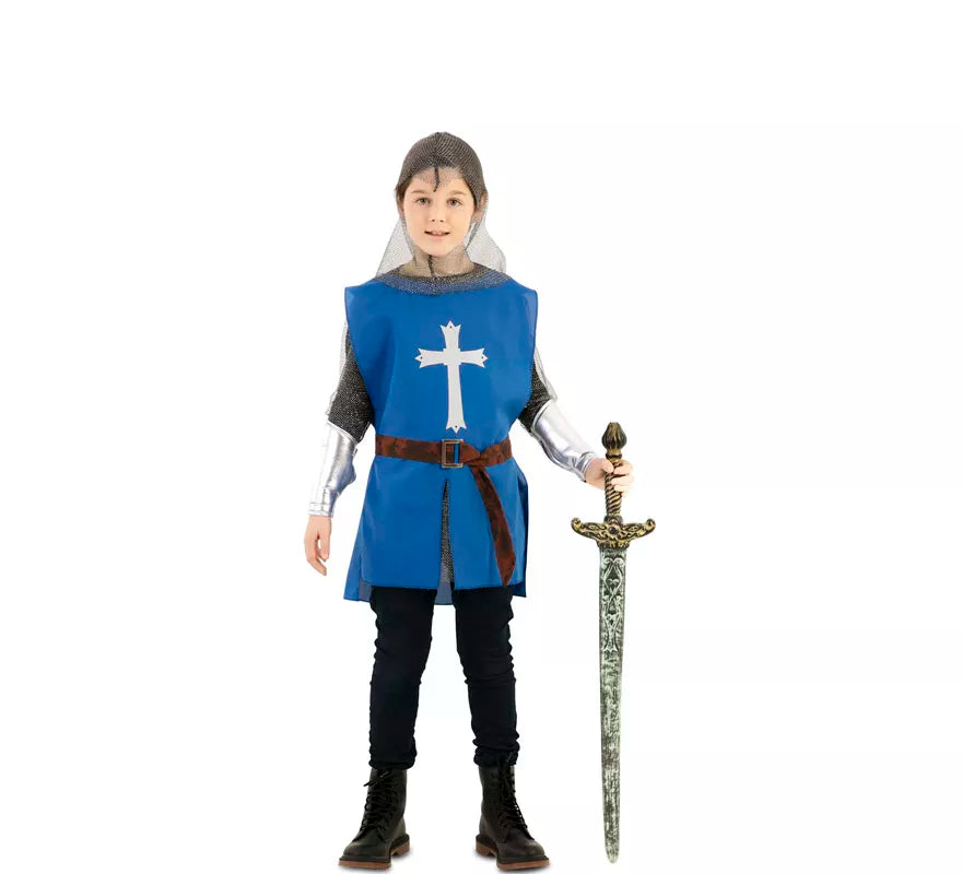 Translation missing: pt-PT.Disfraz de Capa Guerrero Medieval Azul para niños