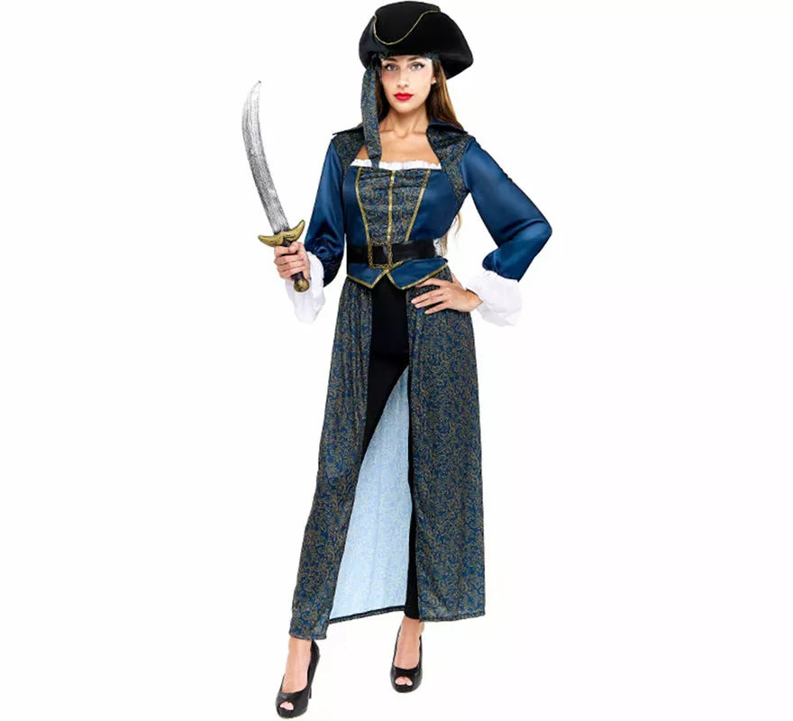 Translation missing: pt-PT.Disfraz de Capitana Pirata azul para mujer