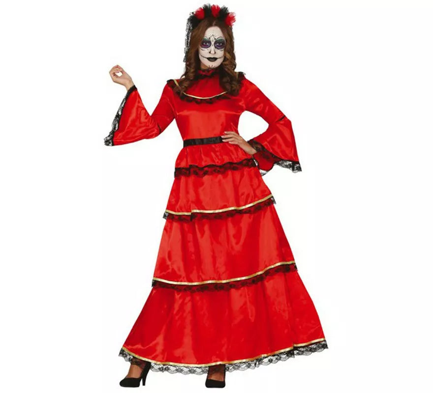 Translation missing: pt-PT.Disfraz de Catrina Rojo para mujer