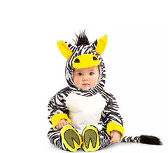 Fato de zebra com capuz e cauda para bebês
