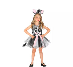 Fato de Zebra com Tutu e Laço para menina