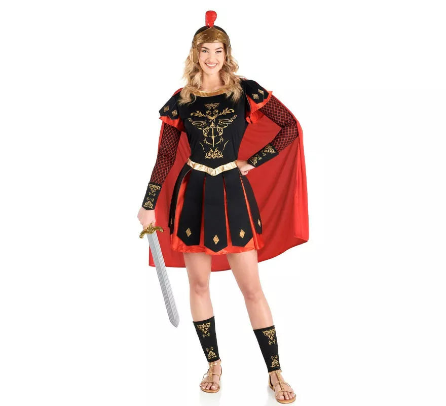 Translation missing: pt-PT.Disfraz de Centurión Romana rojo y dorado para mujer