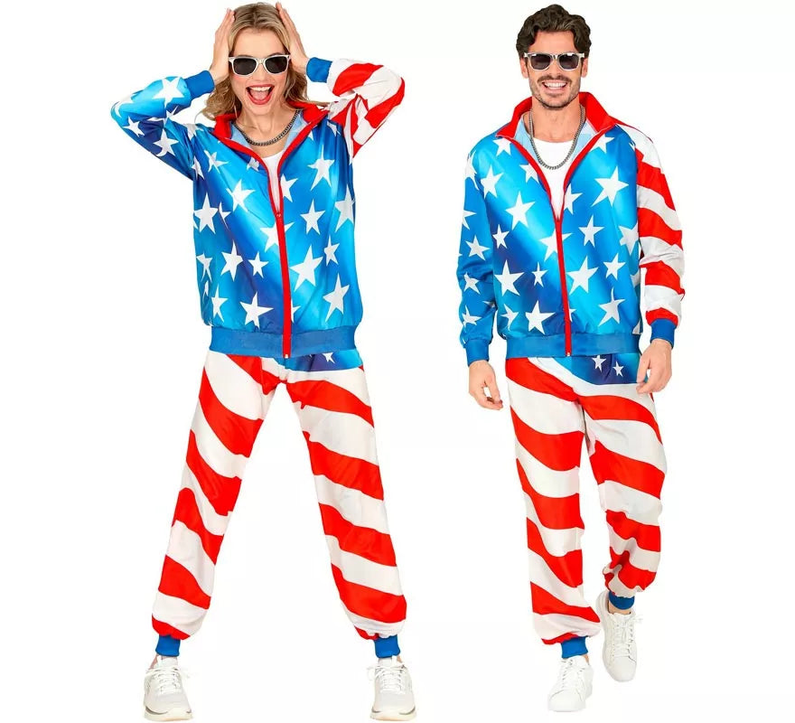 Translation missing: pt-PT.Disfraz de Chándal Party Fashion USA neón para adulto