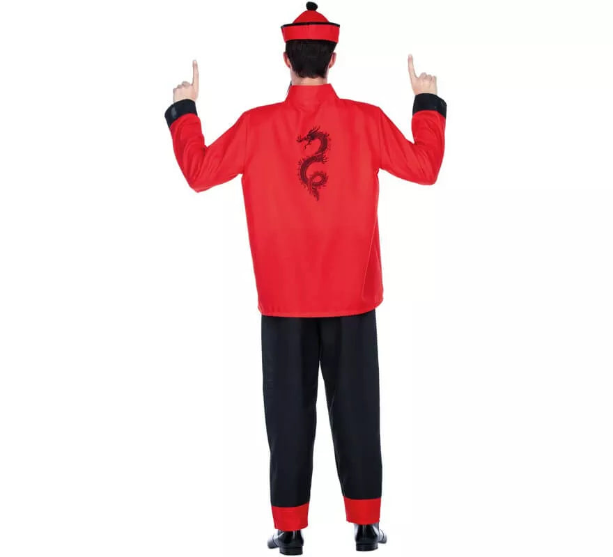 Translation missing: pt-PT.Disfraz de Chino Rojo y Negro para hombre