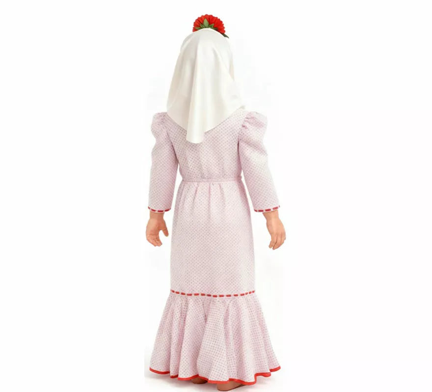 Translation missing: pt-PT.Disfraz de Chulapa Clásico blanco y rojo para niña