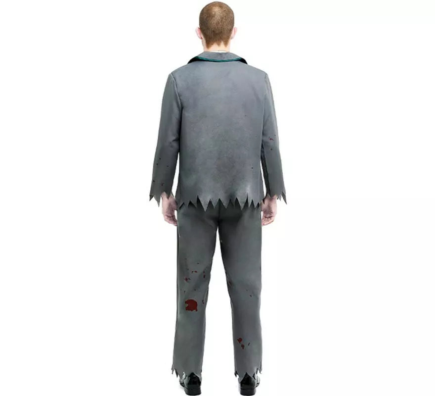 Translation missing: pt-PT.Disfraz de Colegial Zombie gris con chaqueta para hombre