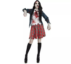 Fato de zumbi colegial para mulher