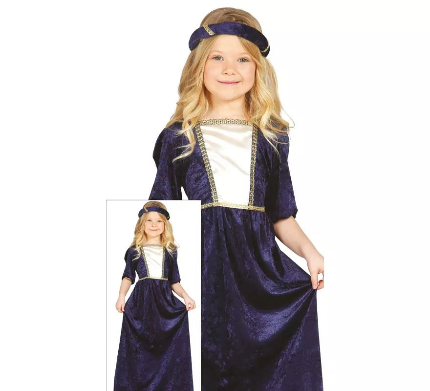 Translation missing: pt-PT.Disfraz de Dama Medieval azul para niña