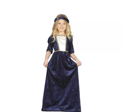Fato de senhora medieval azul para menina