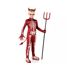 Fato de demônio esqueleto vermelho para menino