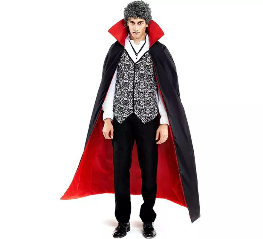 Translation missing: pt-PT.Disfraz de Drácula clásico con capa bicolor para hombre